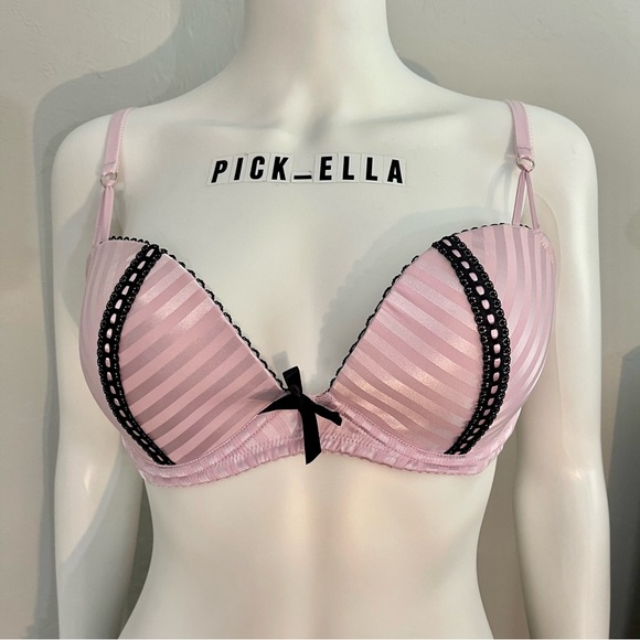 36D VS Victoria’s Secret Sexy little things pink stripe Bra  ruffle garter skirt - Picture 8 of 16